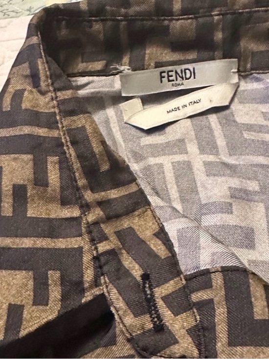 Fendi Brown Black Wrap Shirt Dress Long Sleeve - Picture 5 of 7